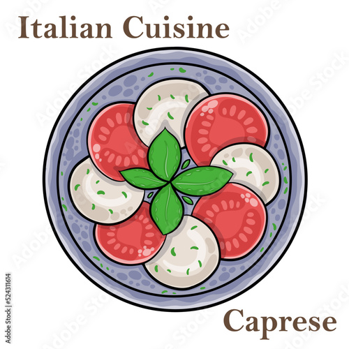 Salad Caprese with tomato, mozzarella and basil, italian food