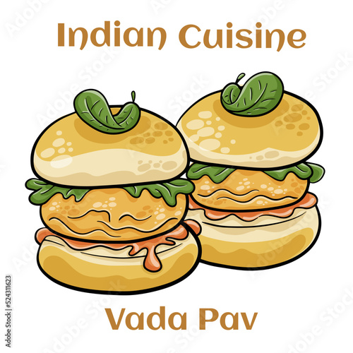 Indian Famous Street Food Vada Pav Also Know as Vada Paav, Wada Pav or Wada Pao