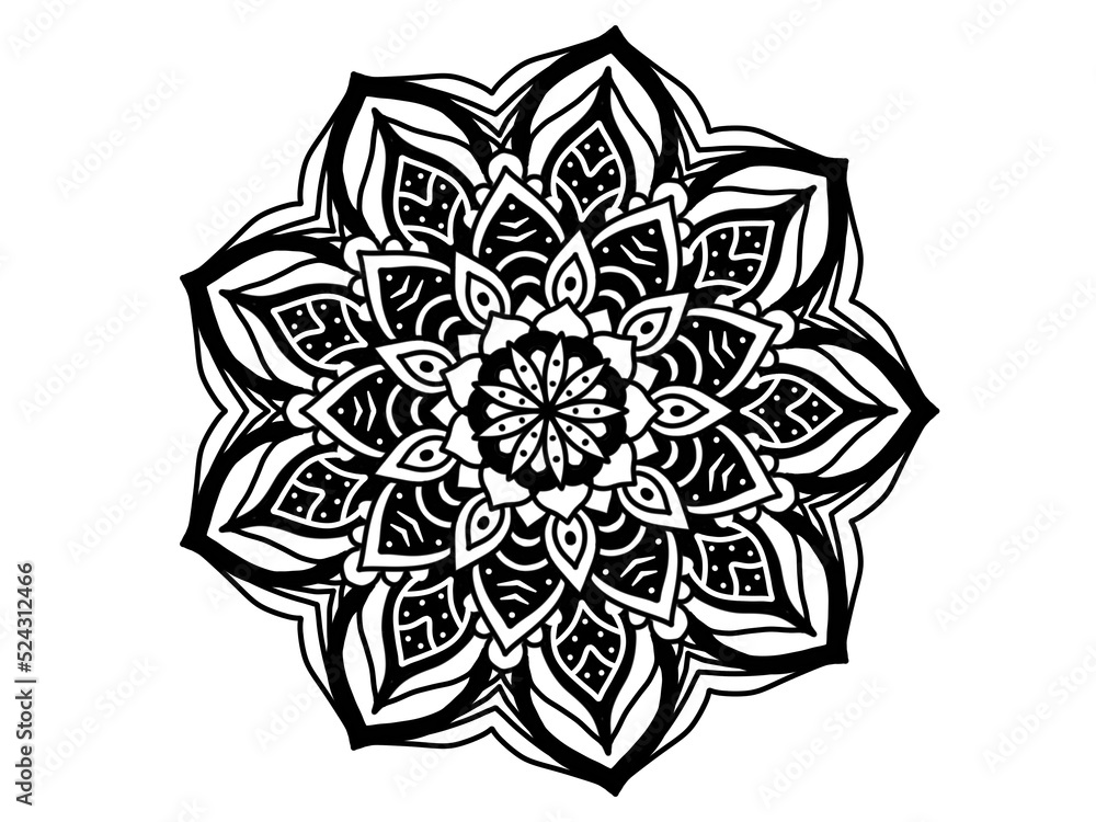 

Circular pattern in form of mandala for Henna, Mehndi, tattoo, decoration. Decorative ornament in ethnic oriental style. Coloring book page. ornamental round lace ornament.