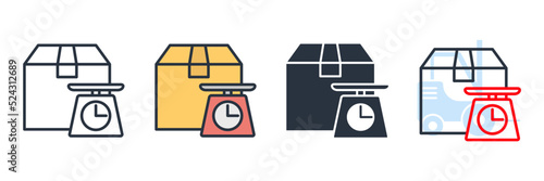 weighing icon logo vector illustration. weighing cargo packages symbol template for graphic and web design collection