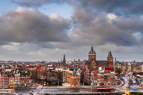 Amsterdam, Netherlands town cityscape over the Old Centre District #524312851