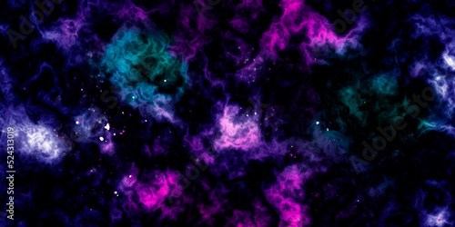 abstract night sky space watercolor background with stars. watercolor dark blue nebula universe. watercolor hand drawn illustration. Blue and pink gradient watercolor ombre leaks and splashes texture.