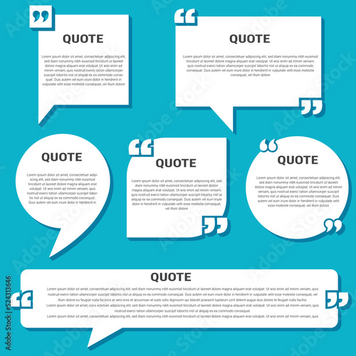 Creative quote template set quote speech box vector 