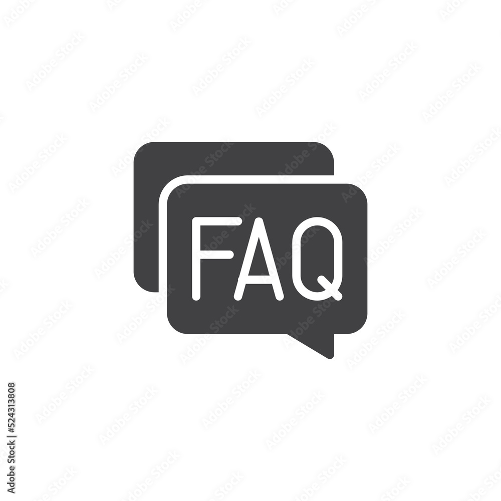 FAQ speech bubble vector icon FAQ speech bubble vector icon