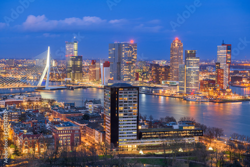 Rotterdam  Netherlands  city skyline over the Nieuwe Maas River