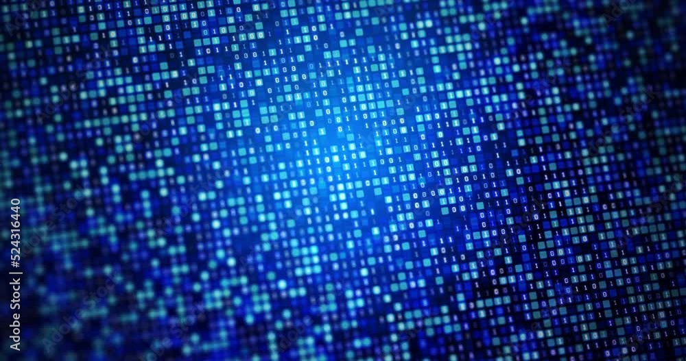 3D Rendering random binary digital number dot and square shape in grid digital abstract background, Algorithm cyber futuristic concept, Shallow depth of field and grain processed 3D Rendering random binary digital number dot and square shape in grid digital abstract background, Algorithm cyber futuristic concept, Shallow depth of field and grain processed