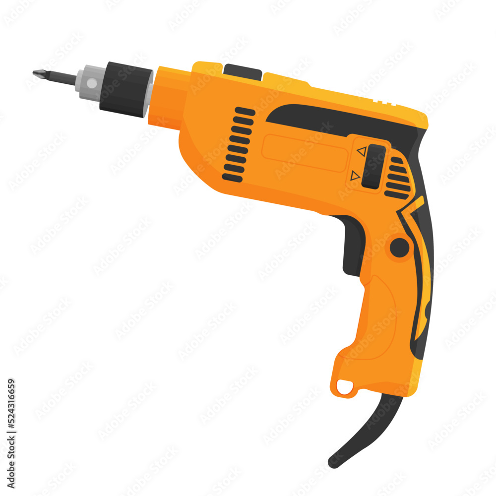 Power drill tool electric equipment isolated white icon vector illustration. Repair инструмент power drill tool handle icon. Construction device machine manual instrument builder sign hardware Power drill tool electric equipment isolated white icon vector illustration. Repair инструмент power drill tool handle icon. Construction device machine manual instrument builder sign hardware