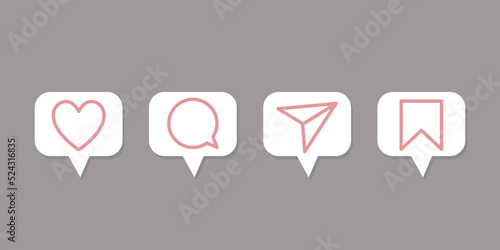 Like comment share icons for social network slide - design pictogram elements