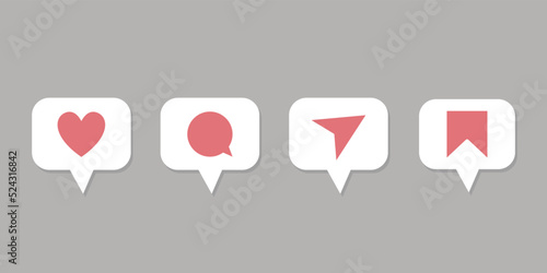Like comment share icons for social network slide - design pictogram elements
