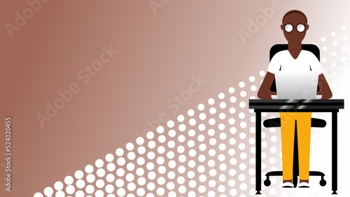 person working on computer mockup illustration background in vector format
