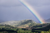 Rainbow over Orient Valley. Orient, Sierra de Tramuntana. Mallorca. Balearic Islands. Spain.