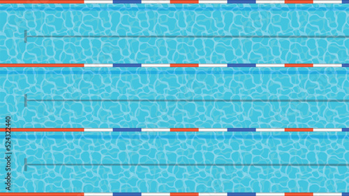 Swimming pool top view. Olympic pool swimming. Paths dip pool top view. Vector stock
