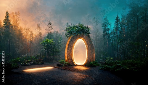In the center of the forest stands a portal to the netherworld.