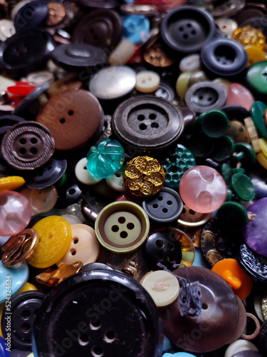 Vintage multicolored buttons in different sizes
