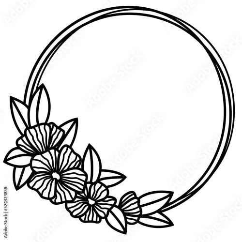 Floral round monogram svg, Flower wreath cut file, Circle monogram