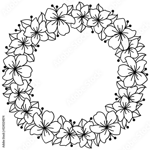 Floral round monogram svg, Flower wreath cutting file