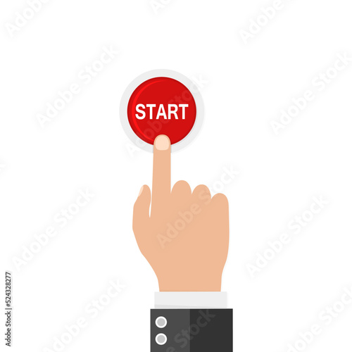 Businessman hand pressing start button, just get started concept