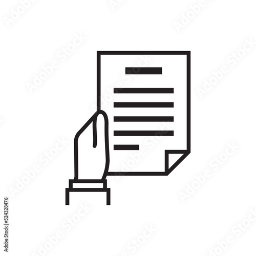 document in hand. linear icon. hand holding a document. Line with editable stroke
