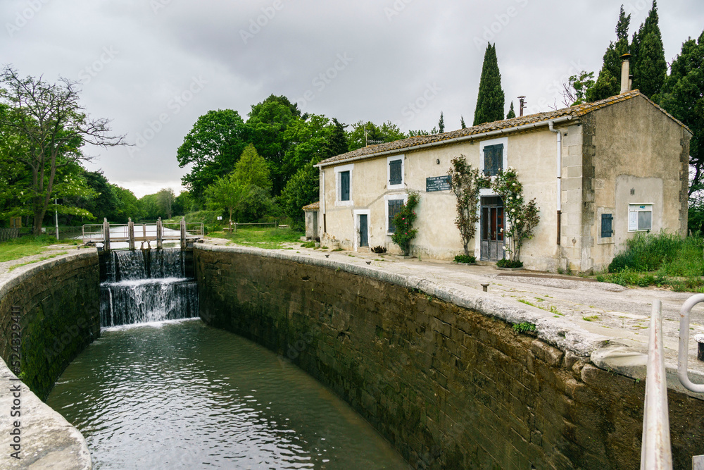 Esclusa de Fonfile, canal de Midi, languedoc-Roussillon, Francia, Europa