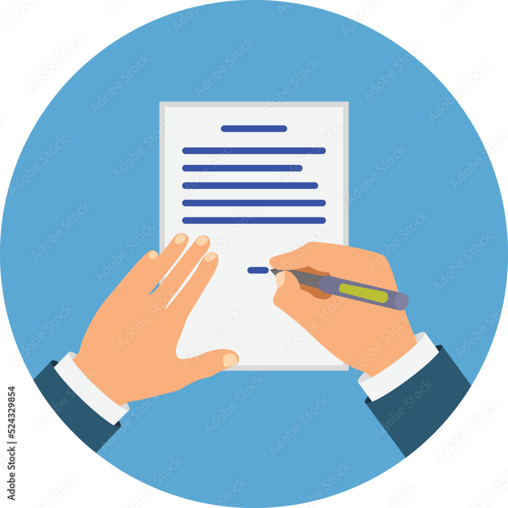 hand holding document signing on it hand holding document signing on it