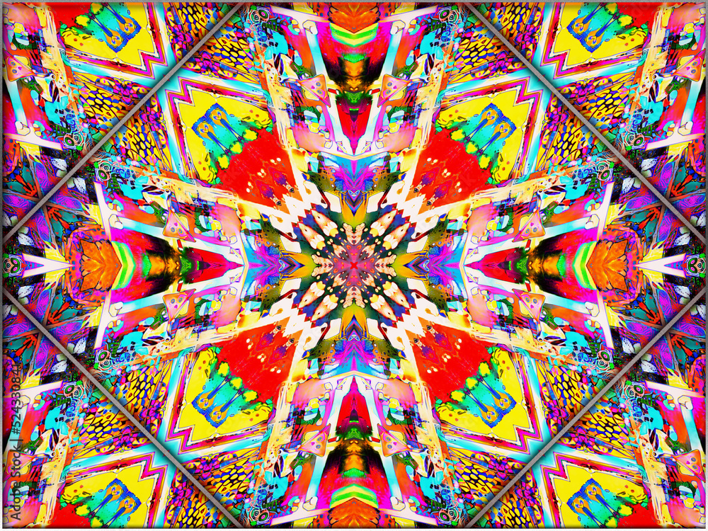 Abstract, Myriad Patterns, Shapes and Colours, within a Border digital art