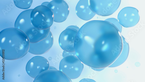 Abstract blue bubbles. 3d render illustration