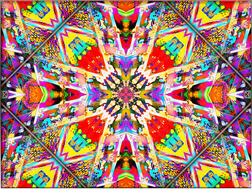 Abstract, Myriad Patterns, Shapes and Colours, within a Border digital art
