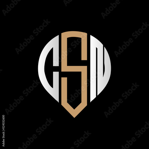 CSN logo monogram isolated on circle element design template, CSN letter logo design on black background. CSN creative initials letter logo concept. CSN letter design.
 photo