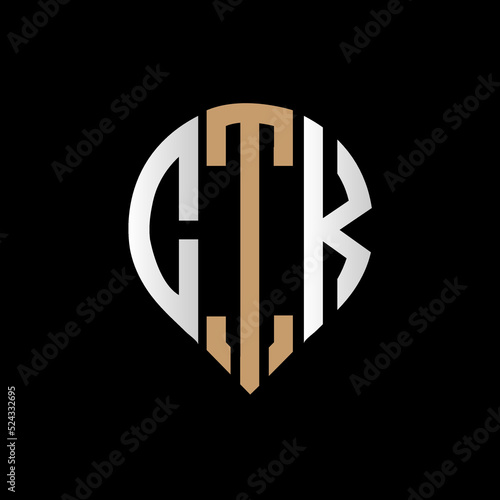 CTK logo monogram isolated on circle element design template, CTK letter logo design on black background. CTK creative initials letter logo concept. CTK letter design.
 photo