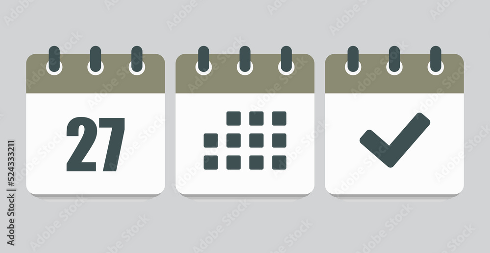 Vector icon page calendar number 27, agenda, done Vector icon page calendar number 27, agenda, done