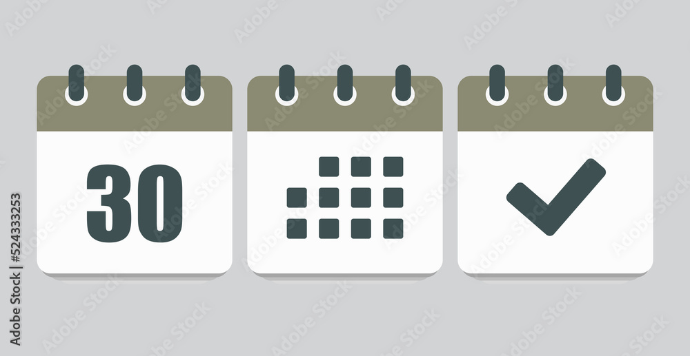 Vector icon page calendar number 30, agenda, done Vector icon page calendar number 30, agenda, done