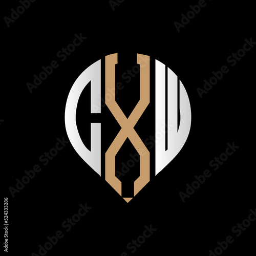 CXW logo monogram isolated on circle element design template, CXW letter logo design on black background. CXW creative initials letter logo concept. CXW letter design.
 photo