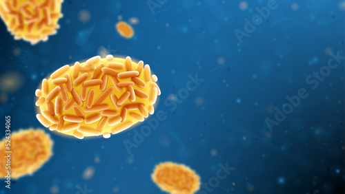 3d vector illustration with monkeypox virus. Concept of monkeypox virus cells. Mutated fever monkey. A new zoonotic virus from Poxviridae family are reported in Europe and USA. Vector illustration.