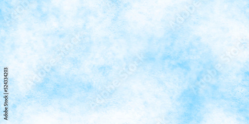Beautiful brush painted cloudy blue sky background with watercolor stains, blue painted watercolor background, lovely bright blue paper texture, Blue grunge surface texture design for creative works.