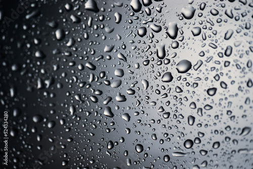 Abstract background image of water droplets perched on glass. background concept about water