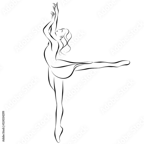 sketch drawing of an elegant dancer in a dance, a ballerina in a short dress  
