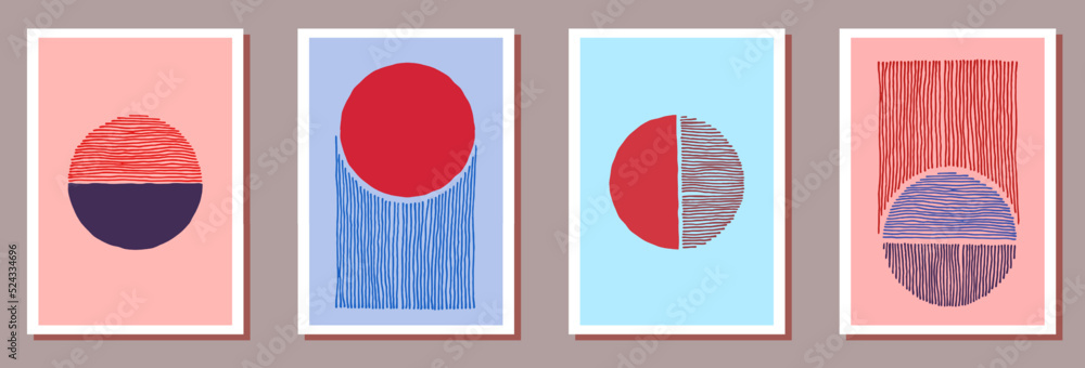 Obraz premium Hand painted original postcards vector set.