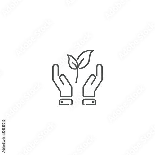 save nature icon, care eco friendly plant, protect bioresources, leaves sprout logo, vector illustration eps 10