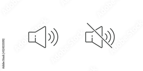 Loudspeaker sound switch. Noise level allowance. Turn on and off icon. 