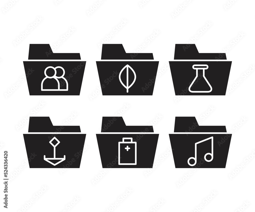 folder and user interface icons set vector illustration