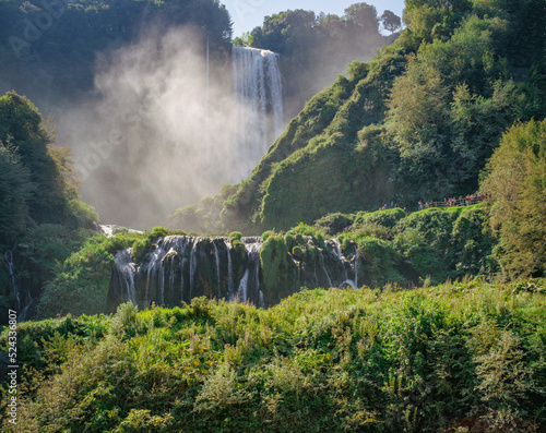 The Marmore s Waterfall in a summer morning. Valnerina  Terni  Umbria  Italy.