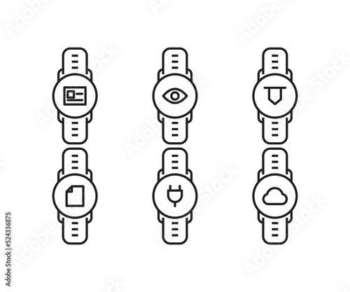 smartwatch and user interface icons set