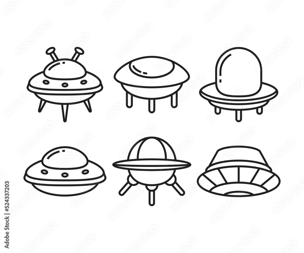 ufo icons set line illustration ufo icons set line illustration