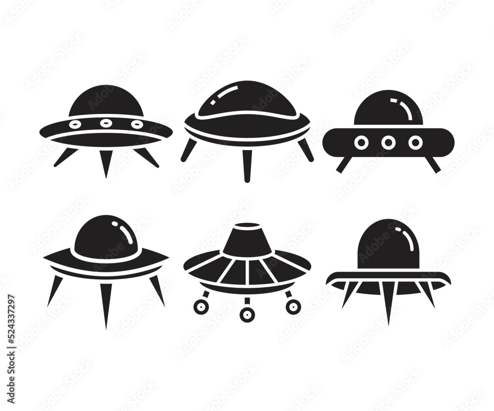 ufo and flying saucer icons set illustration ufo and flying saucer icons set illustration
