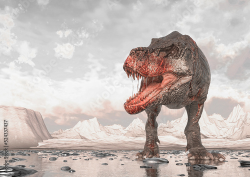 tyrannosaurus rex is tired on ice land © DM7
