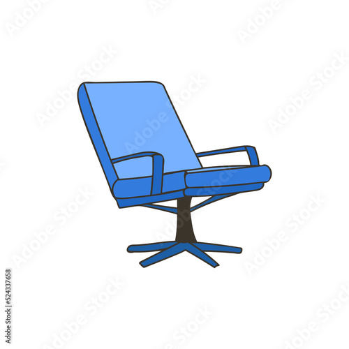 Office chair colorful doodle illustration. Office chair illustration in vector. Worker chair colorful icon.