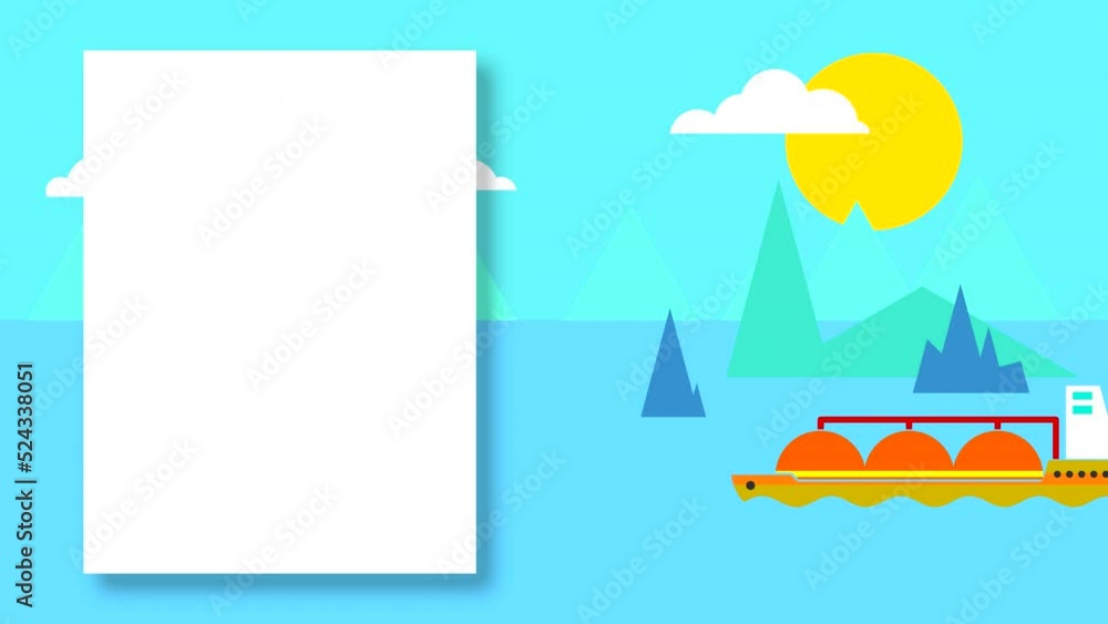 Animation of a seascape from copy space. Ships and sailboats in the sea with islands and clouds in the sunny sky. Looped cartoon with drawn flat elements. Animation of a seascape from copy space. Ships and sailboats in the sea with islands and clouds in the sunny sky. Looped cartoon with drawn flat elements.