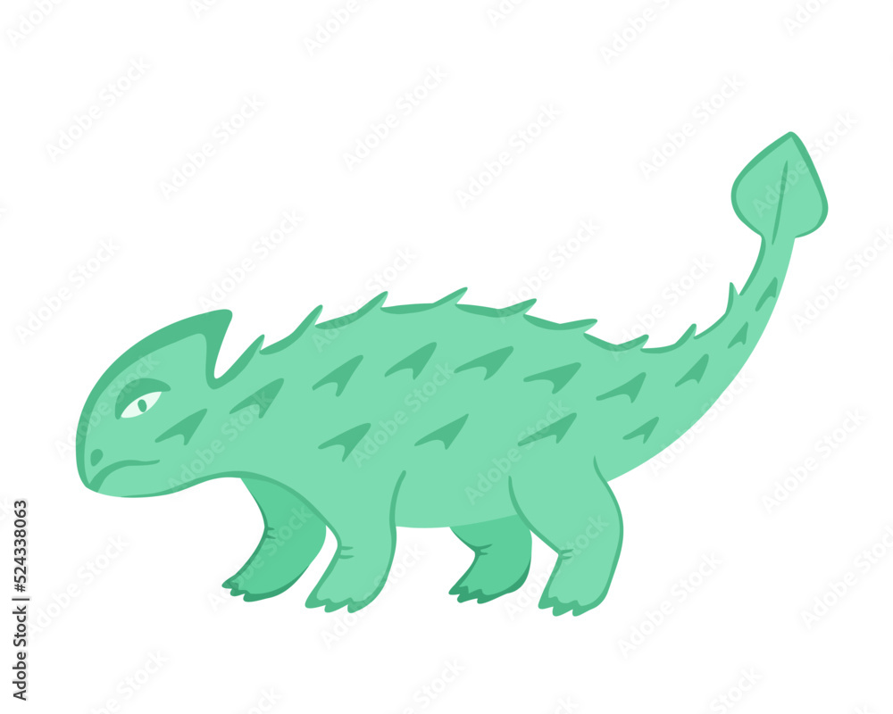 Fototapeta premium Ankylosaurus dinosaur. Vector Illustration for printing, backgrounds, covers, packaging, greeting cards, posters, stickers, textile and seasonal design. Isolated on white background.