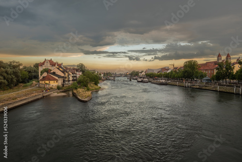 Donau in Regenburg am Abend photo