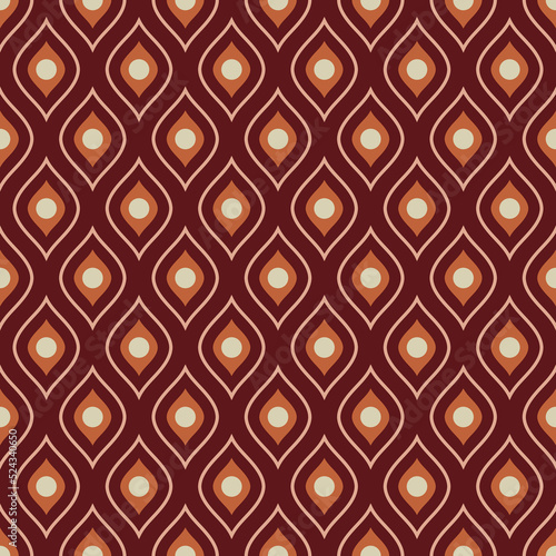 70 s seamless pattern. Retro geometric seamless background in seventies style. Groovy scrapbook paper. Yellow, orange, brown colors vector pattern